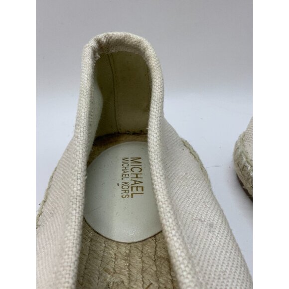 Michael Kors Tan Canvas Espadrilles Flats w/ Butterly & Floral Studs, Size 9.5 - Picture 3 of 9